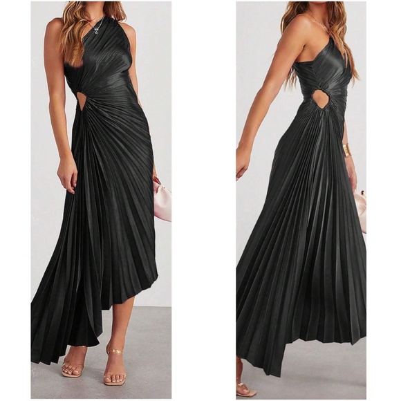 Luxe Satin One Shoulder Pleated Party Evening Wedding Dress - Picture 1 of 9